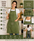 Handmade “Faith Over Fear” Large Apron – Full Coverage Inspirational Kitchen Apron (One of a Kind)