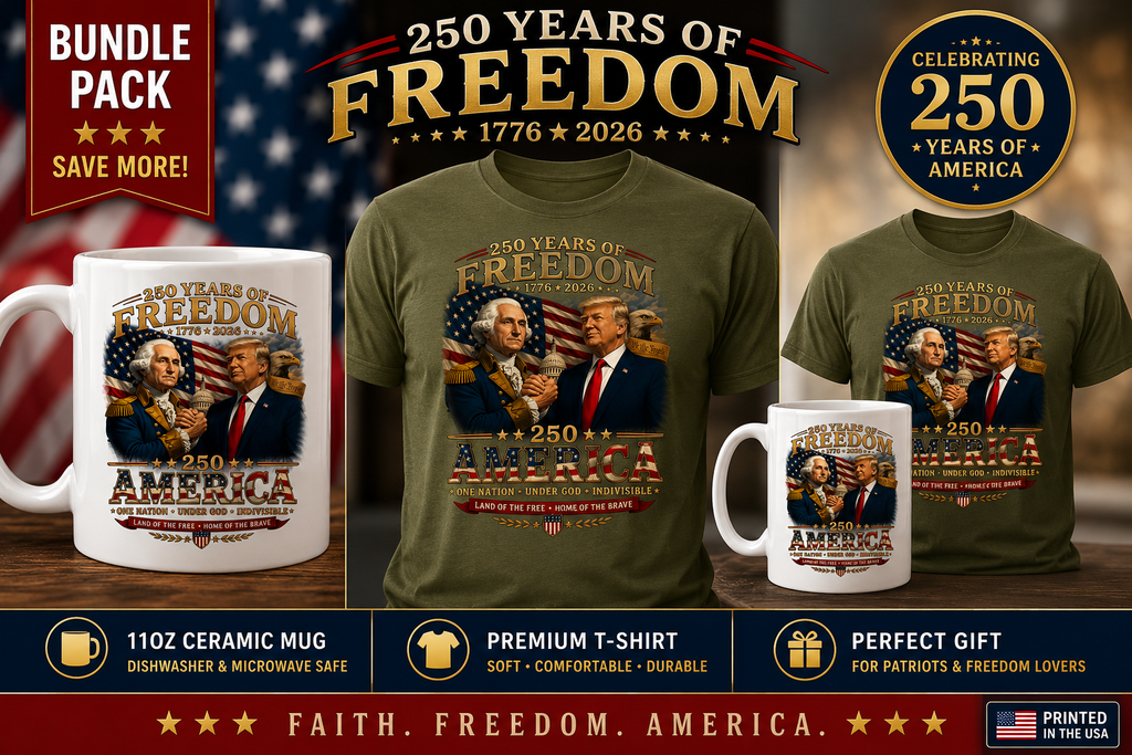 250 Years of Freedom Bundle Pack | Patriotic T-Shirt & Coffee Mug Set