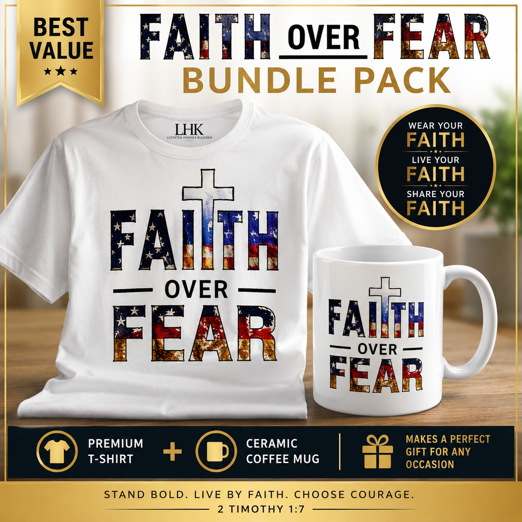 Faith Over Fear Bundle Pack | Christian T-Shirt & Coffee Mug Gift Set